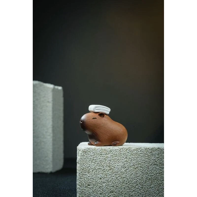 【昱砂澄镜】淘气夜莺《泡澡局系列-卡皮巴拉》茶宠摆件