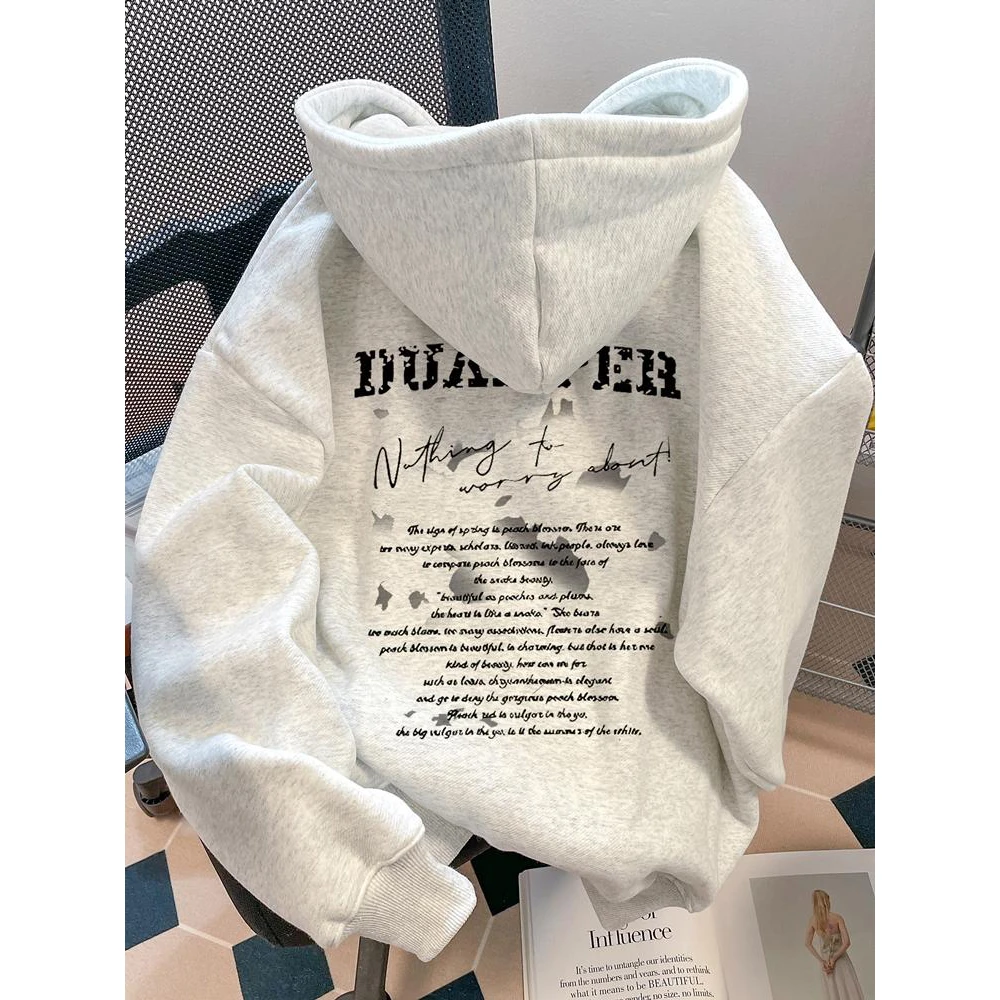 加大码300斤美式慵懒风chic复古连帽卫衣男女秋冬宽松百搭情侣装