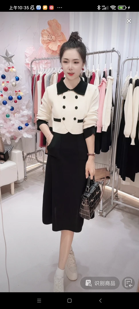 【编码595】休闲减龄端庄双排扣女款爆款2025新款韩版针织裙