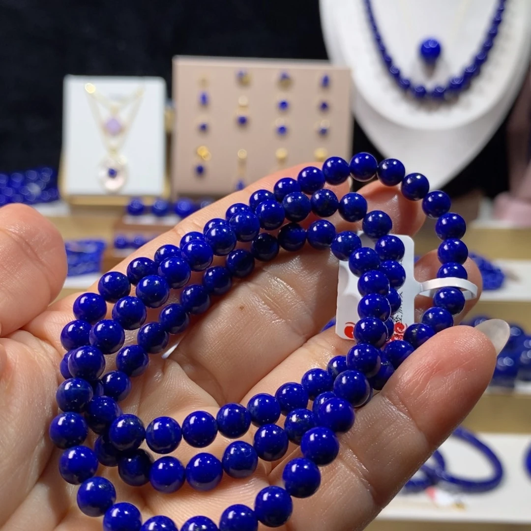 青金石未镶嵌手链6m精品3圈