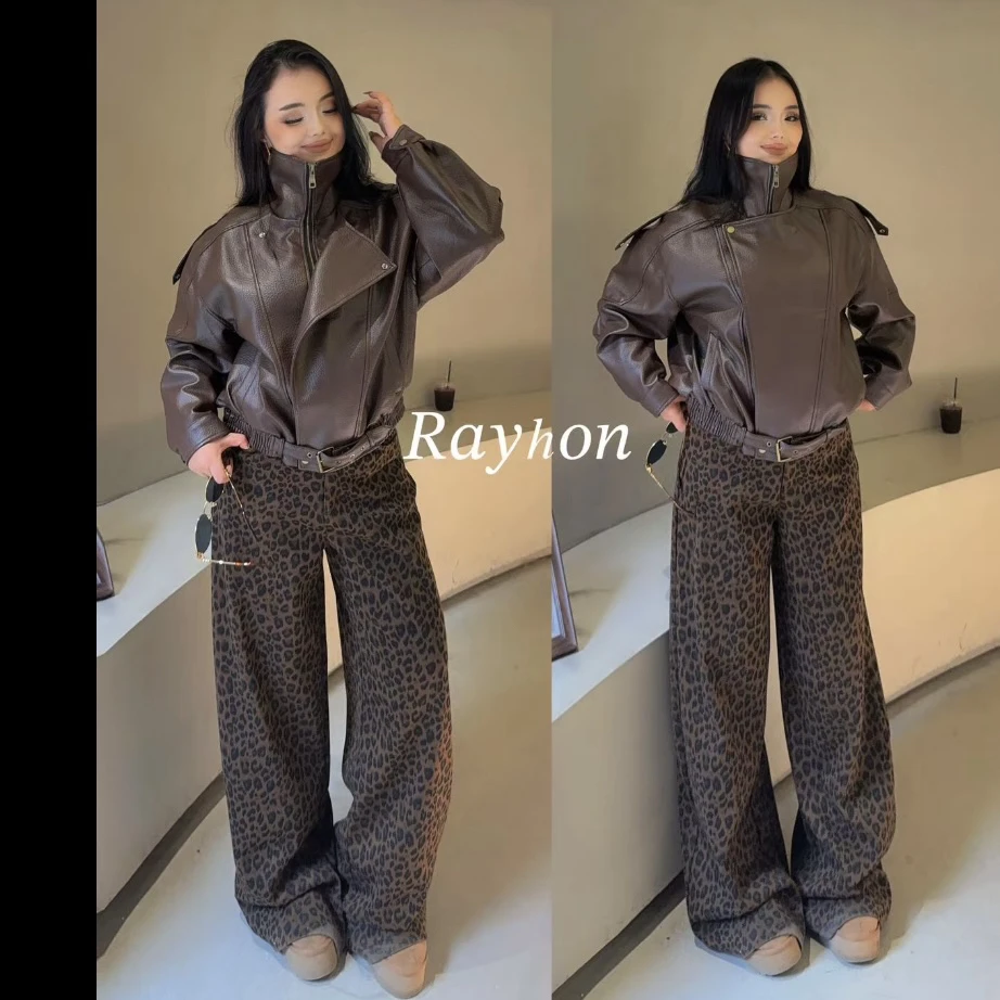 Rayhon2025年最新款皮外套高级欧美风