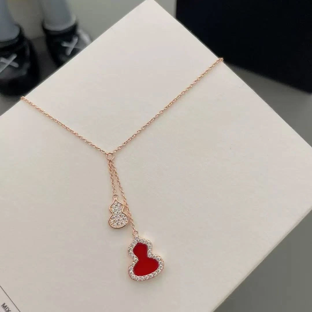 欧伦诗 钛钢项链 法式优雅香槟金国潮气质葫芦项链 60109A