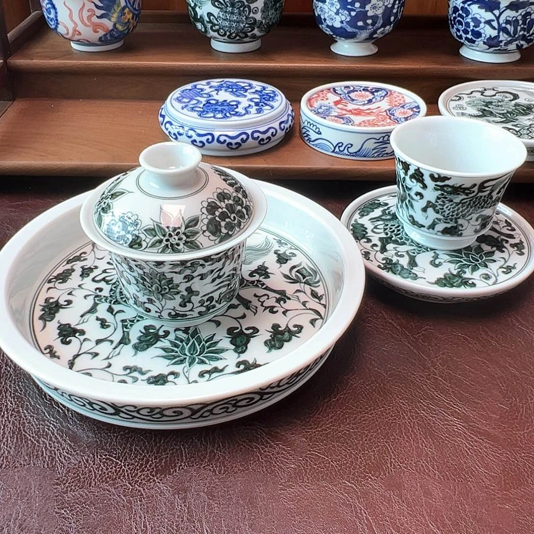 摆件景德镇 郎窑绿茶具套组福利价