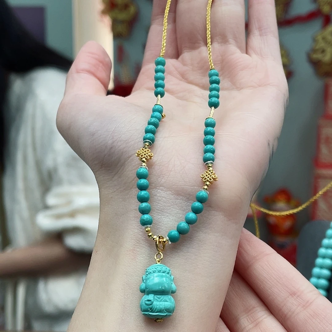 绿松石颈饰18K金镶嵌