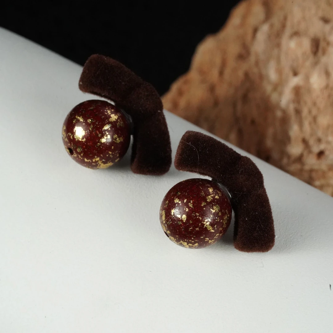 【珊木居】HXZ1700JY 玫瑰版花蕊夫人合香珠1.2圆珠耳饰