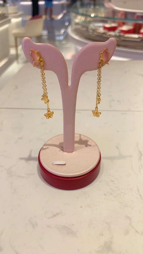 周大生足金珐琅彩耳饰时尚时尚