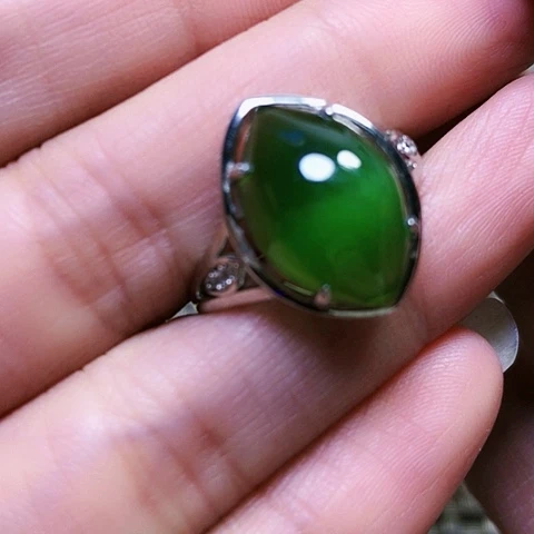 和田玉银S925镶嵌戒指