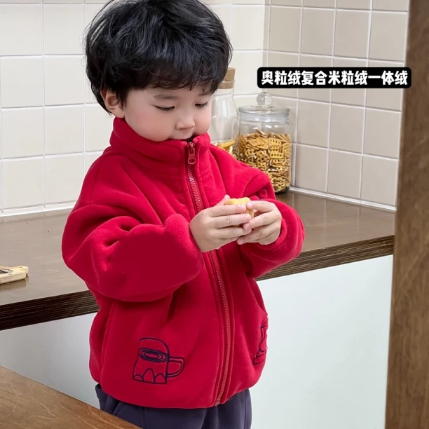 12/27【手绘新年】小童加绒加厚外套宝宝开衫毛毛衣