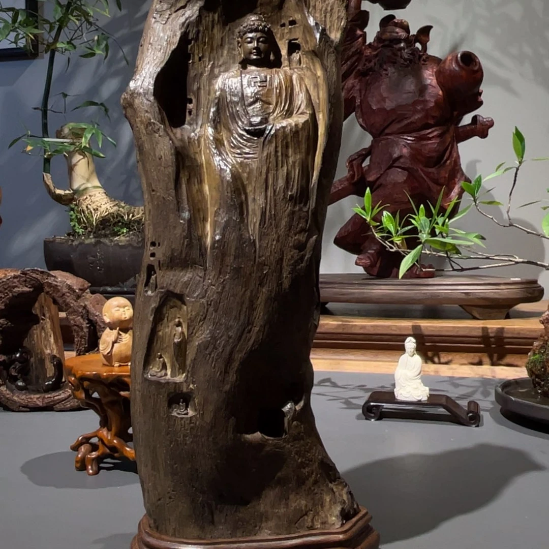 木爱***年木雕工艺品摆件