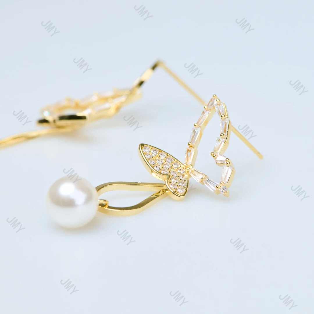 铜合金锆石耳饰 韩国锆石蝴蝶耳环新款气质轻奢高级感