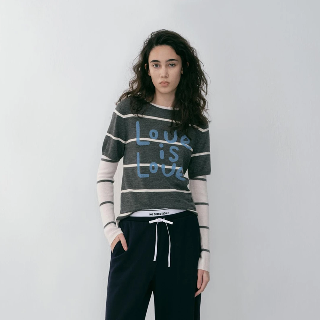 NO DIRECTION+26早春条纹字母两件套套头衫 GoGoBuyer AY6N15002