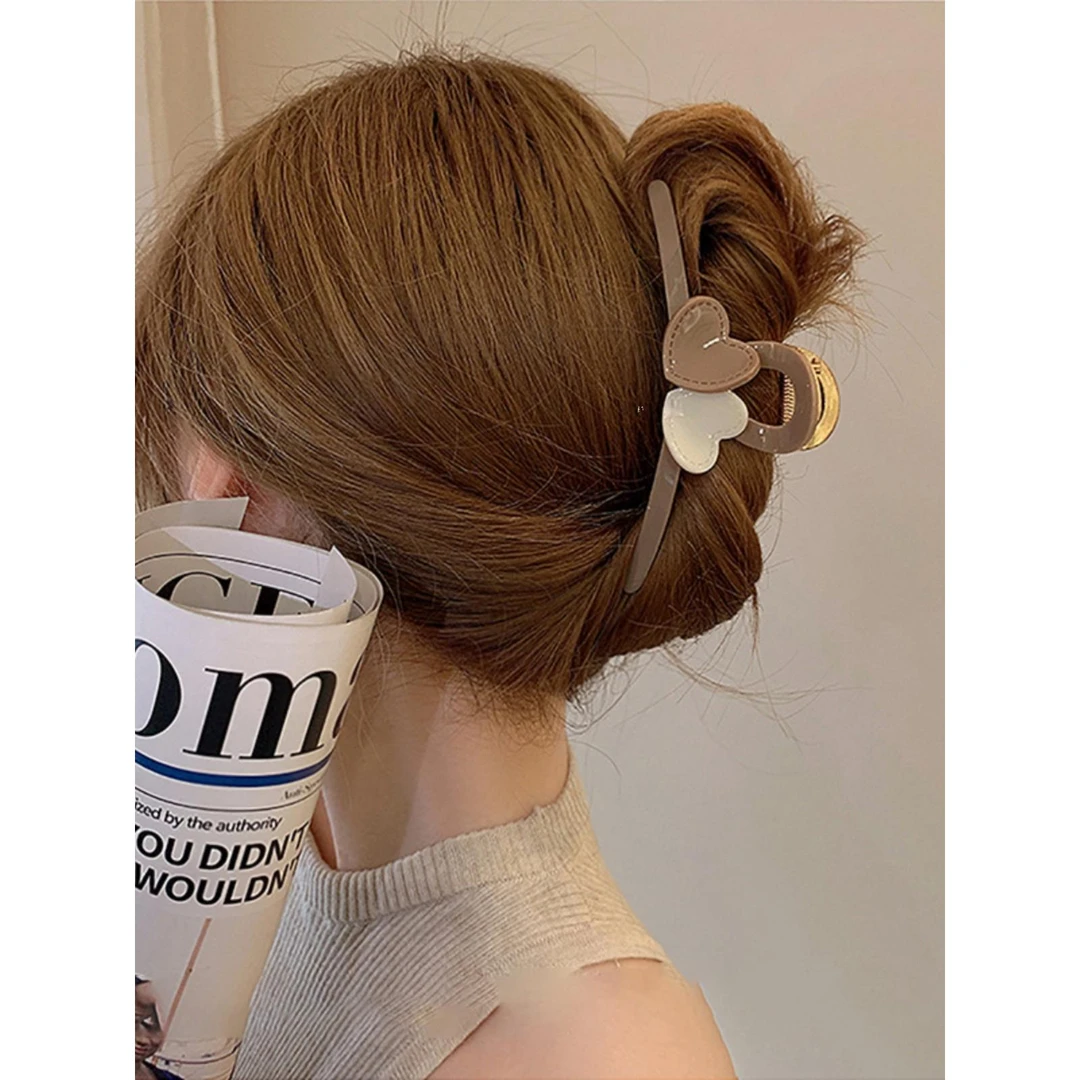 韩国爱心又字交叉发夹甜美后脑勺抓夹鲨鱼夹时尚百搭简约气质发饰