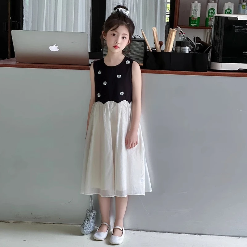女童连衣裙夏季2025新款儿童洋气无袖背心裙小女孩时尚夏装公主裙