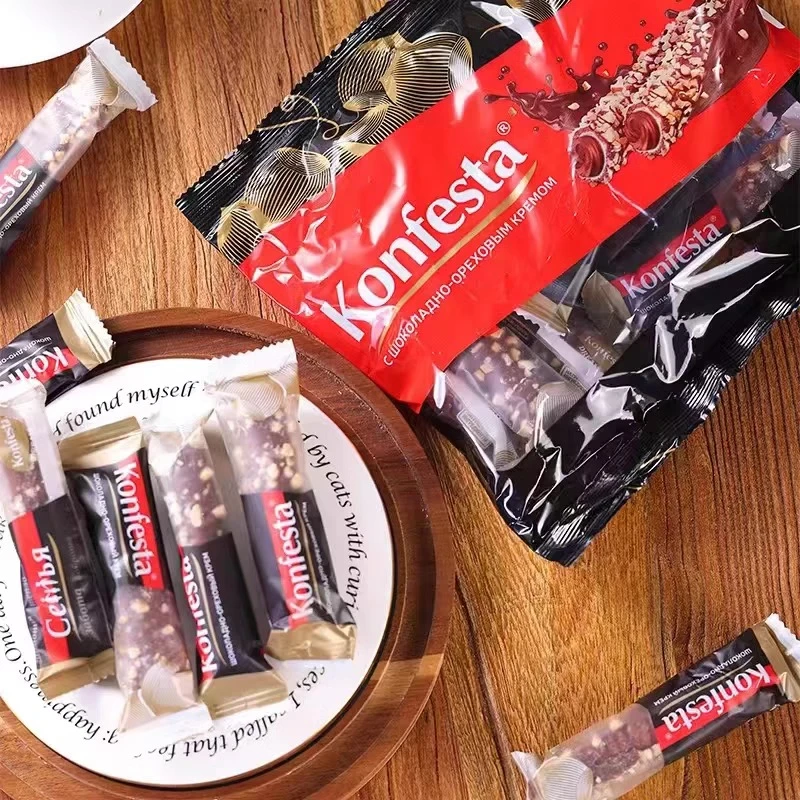 【东娃】俄罗斯进口拉迈尔巧克力夹心手指棒黑巧克力榛子味500g