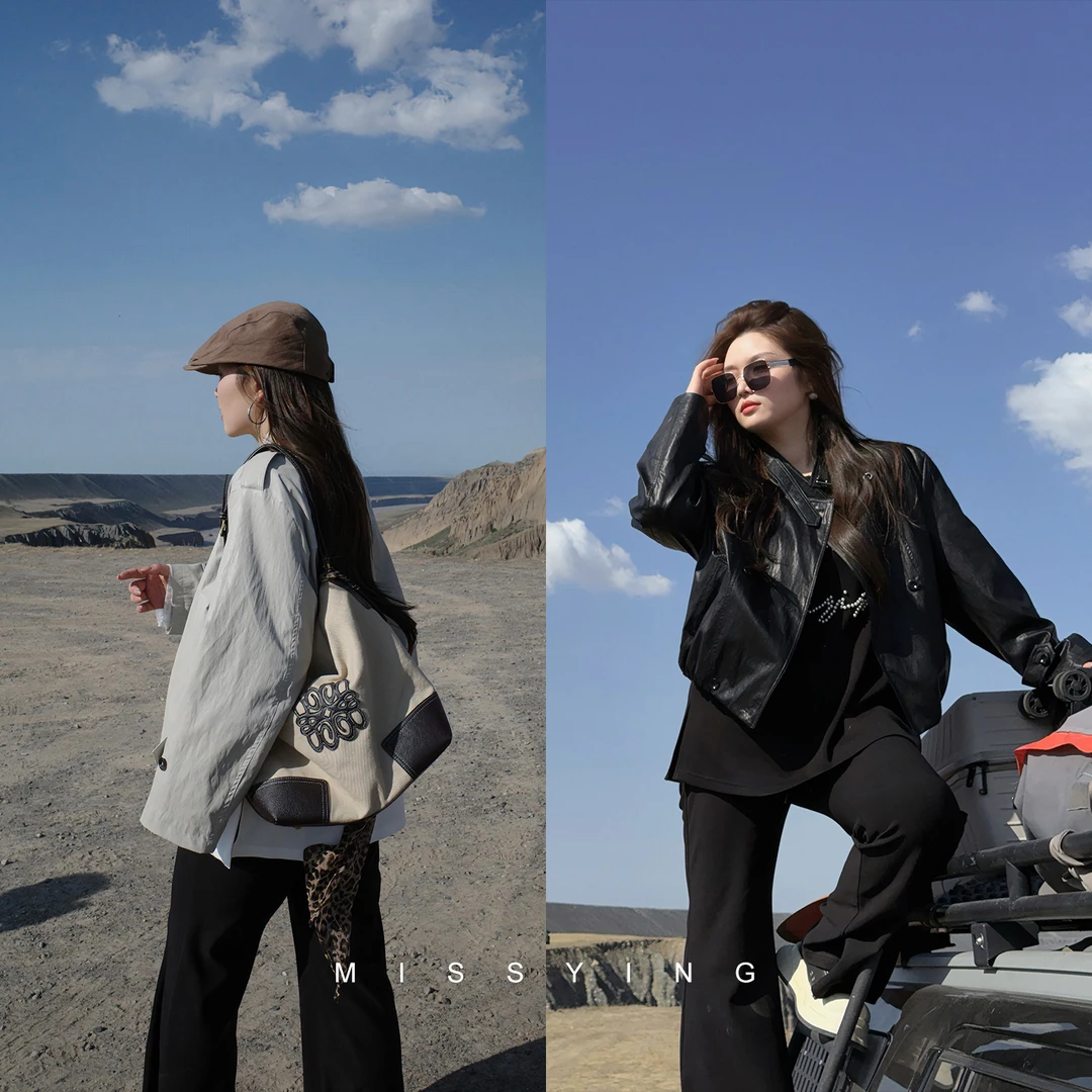 应小姐【爵士俱乐部】微胖大码显瘦时尚设计感小众休闲百搭皮衣外套