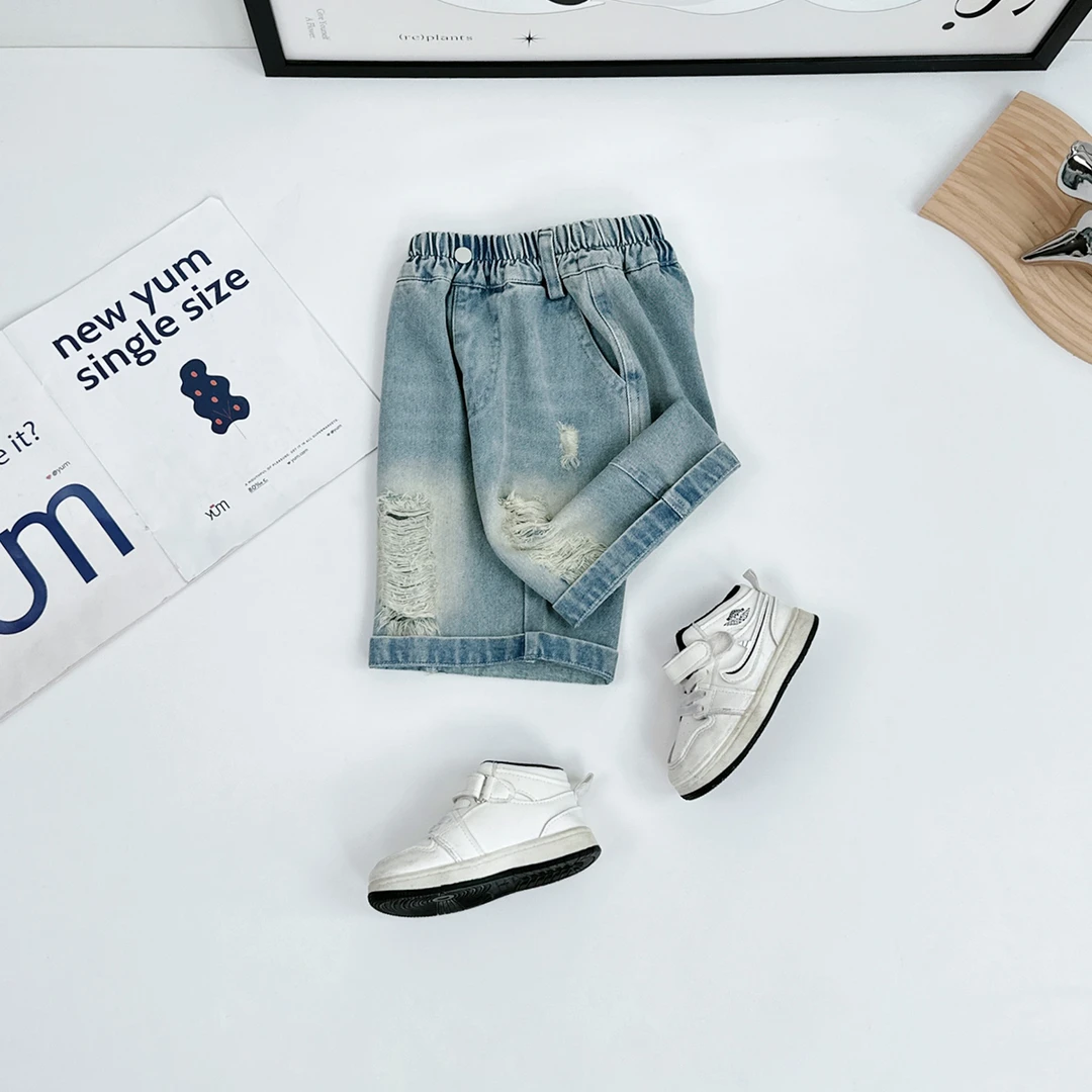 儿童薄款牛仔五分裤夏2025新款男童夏装潮 BQ25297Y 悠悠童话童装