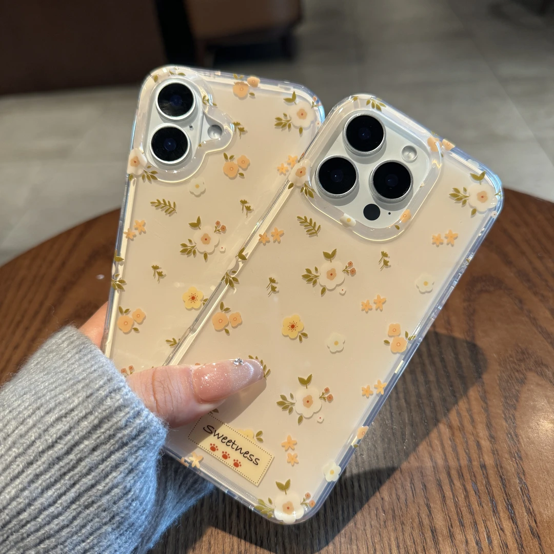 简约温柔小碎花适用iPhone15promax手机壳苹果16保护壳iPhone13新