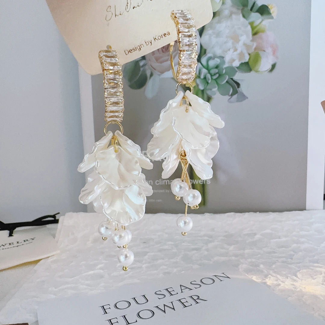 合金树脂耳饰 2002 花朵流苏耳环