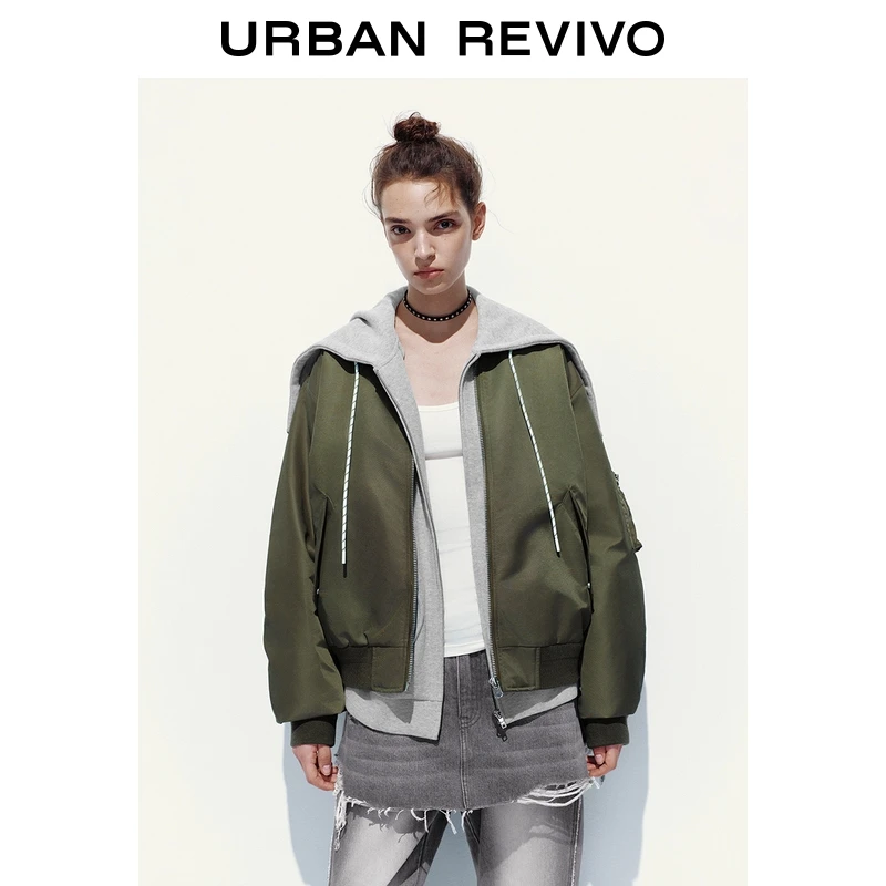 UR2025秋季新款女装琥珀流光风休闲飞行棒球领棉服UYL150113+