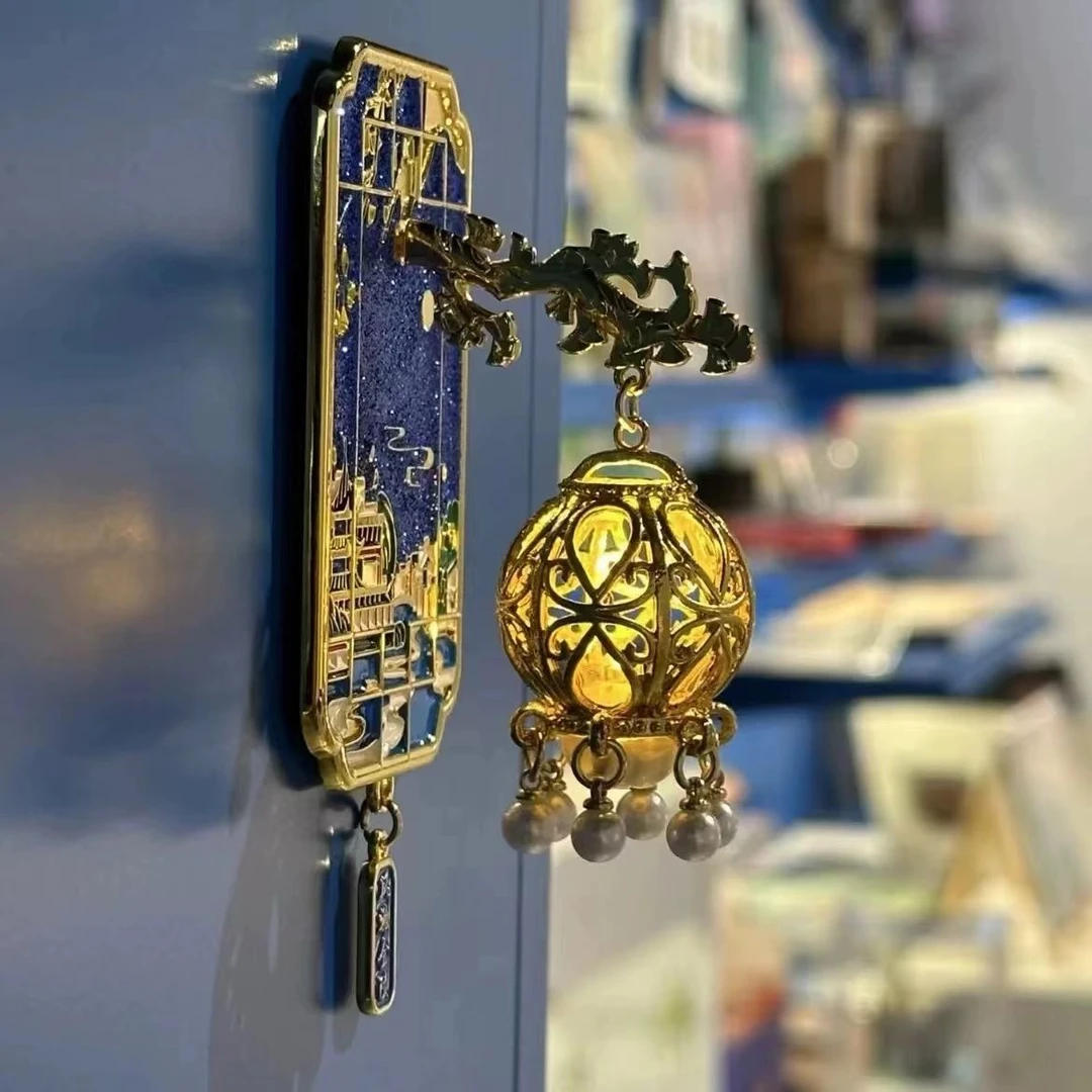 南京秦淮河风雅金陵创意金属徽章冰箱贴灯笼装饰复古风收藏送朋友