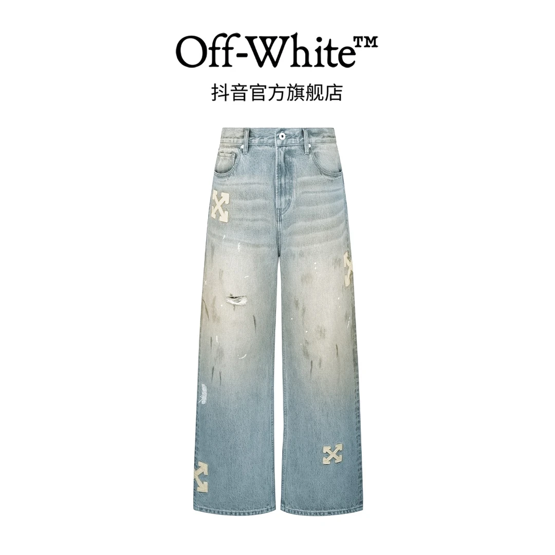  OFF-WHITE™SS26泼墨贴布箭头刺绣轻奢牛仔裤长裤OFFJNGBLU236Q商品图
