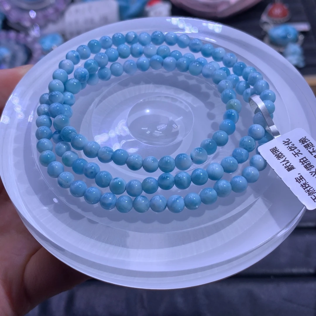 针钠钙石（海纹石）未镶嵌手链4m三圈手串色差略异