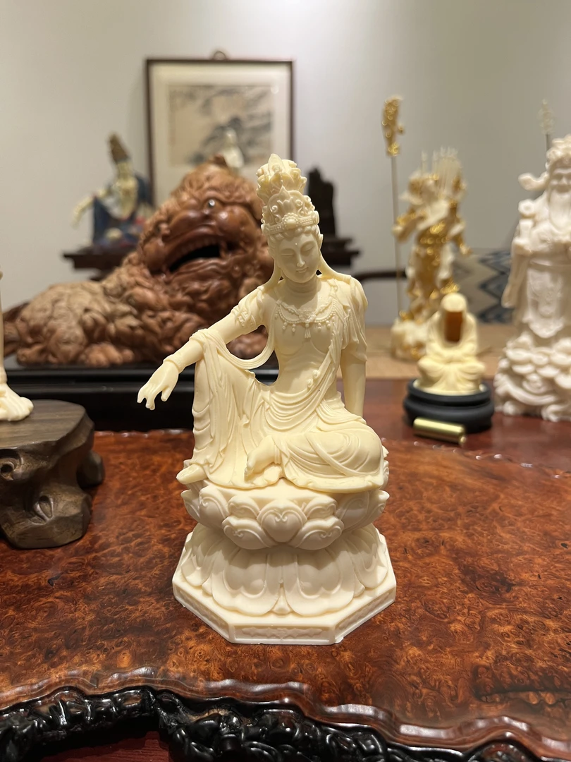 象牙果自在观音雕像佛像手工艺15cm