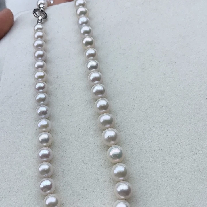 淡水珍珠颈饰银S925镶嵌卡10➕高品极光白炫彩