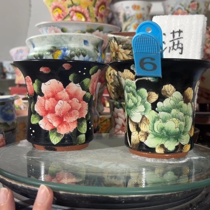 景德镇手绘花盆满38包邮偏远地区除外