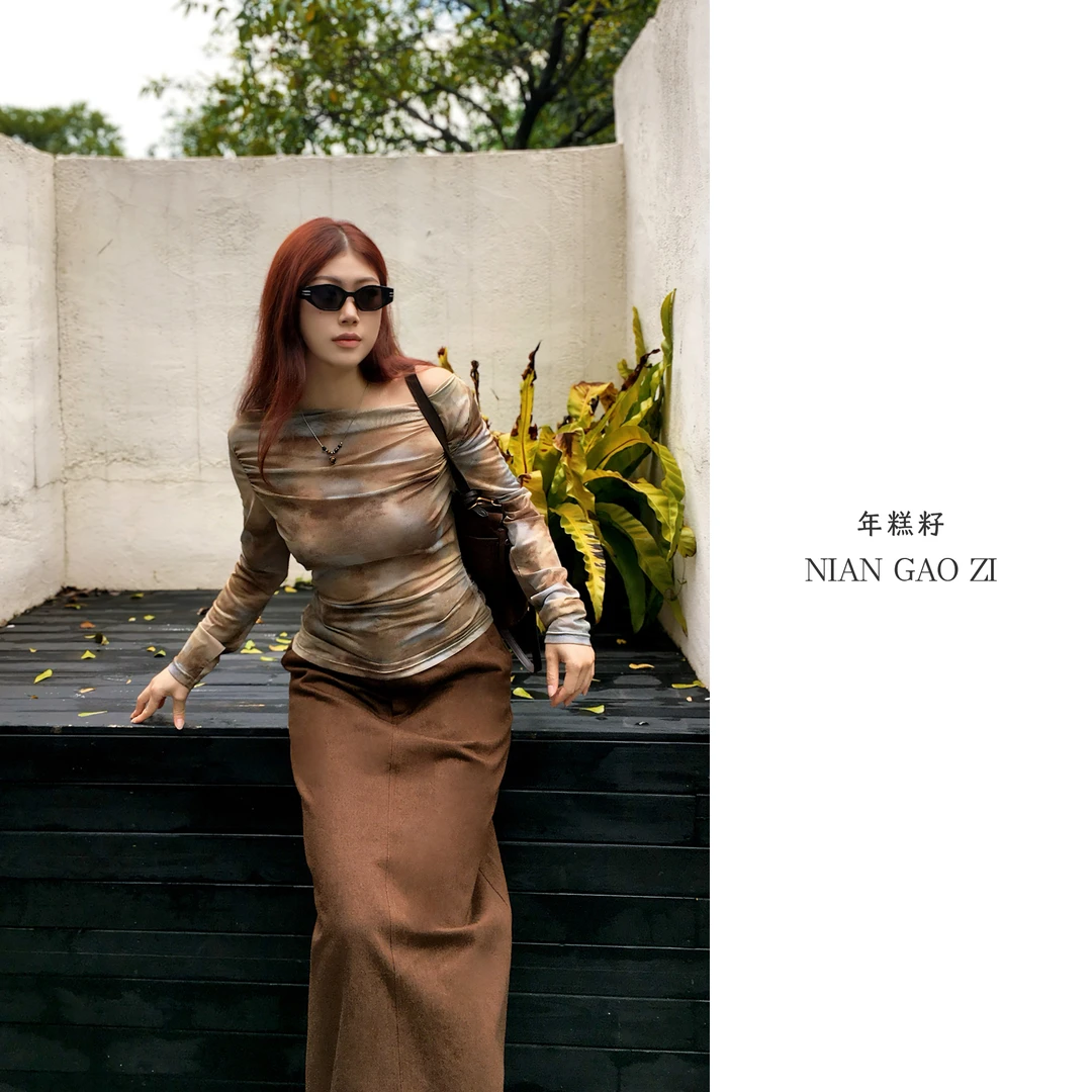 ZOZ年糕籽[加州日落]复古扎染网纱T恤夏季设计感纯欲显瘦休闲上衣