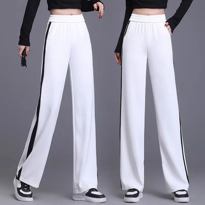 （微瑕）夏季新款宽松休闲裤女时尚百搭高腰直筒裤显瘦窄版阔腿裤