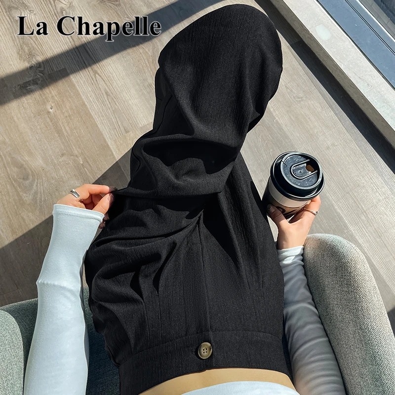 拉夏贝尔韩版通勤西装阔腿裤女秋季新款高腰窄版显瘦休闲拖地裤子