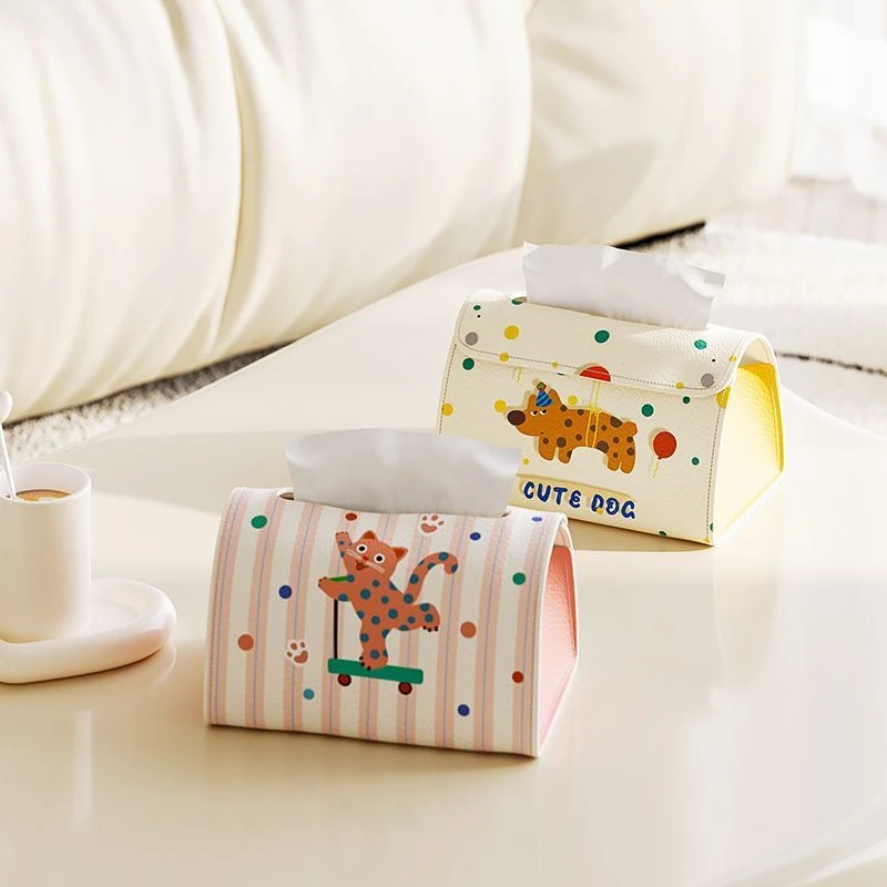 【爆款】可爱卡通纸巾盒家用纸巾客厅车载皮革纸盒抽盒创意收纳盒