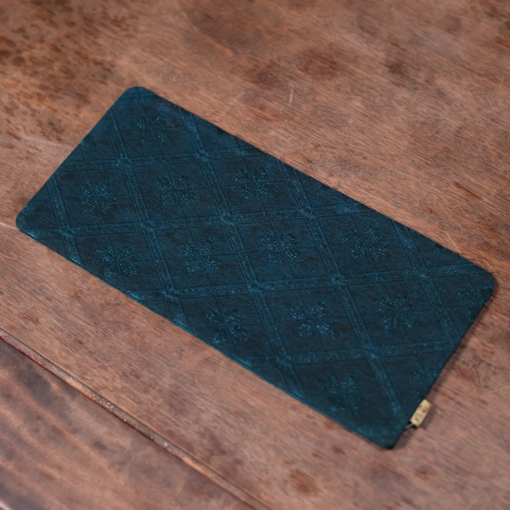 【三山拙垆】【菱光织瑞】宝石蓝双面香云纱茶席28*13茶道配件