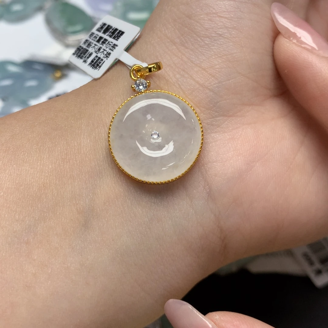 颈饰银S925镶嵌翡翠