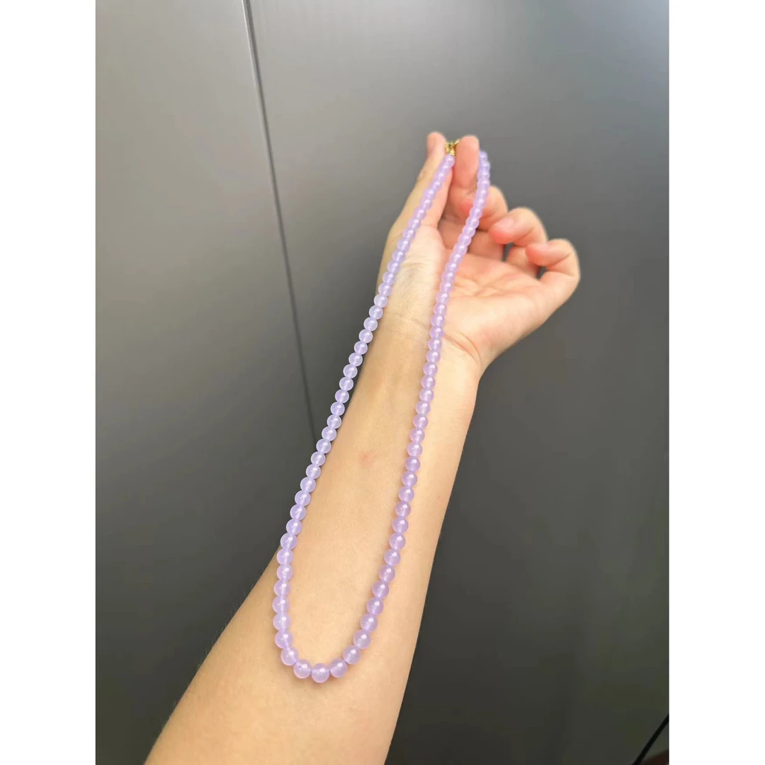 翡翠紫翡14k项链6mm