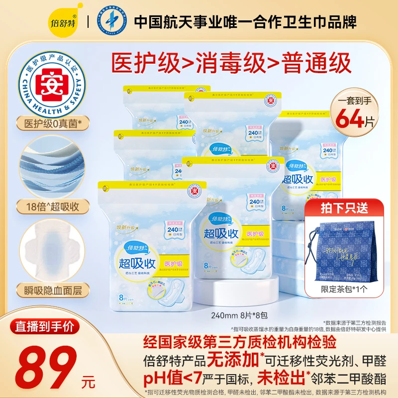 【医护级日/夜用单规格】医护级卫生巾超吸收棉柔瞬吸产妇透气防漏