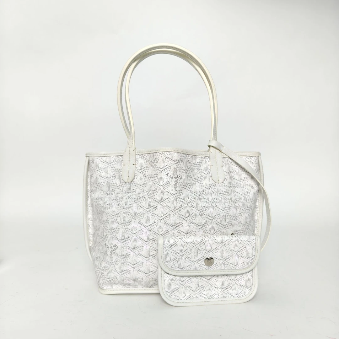 95新 Goyard 【黑黑】Anjou 双面购物袋 Mini 20 白色