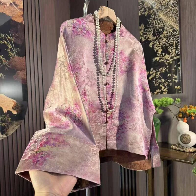 【紫花牡丹】国风立领提花设计感外套2024D0265-芙姿FZ-七七