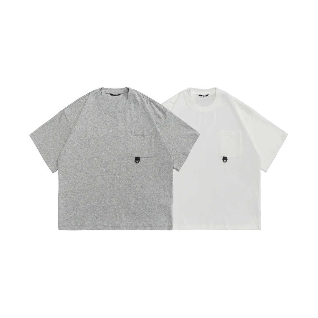 夏季重磅320gT恤纯色口袋装饰基础日系复古宽松短袖T-T44