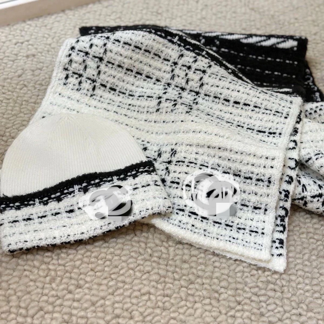 新款小香风秋冬保暖百搭字母刺绣针织毛线帽