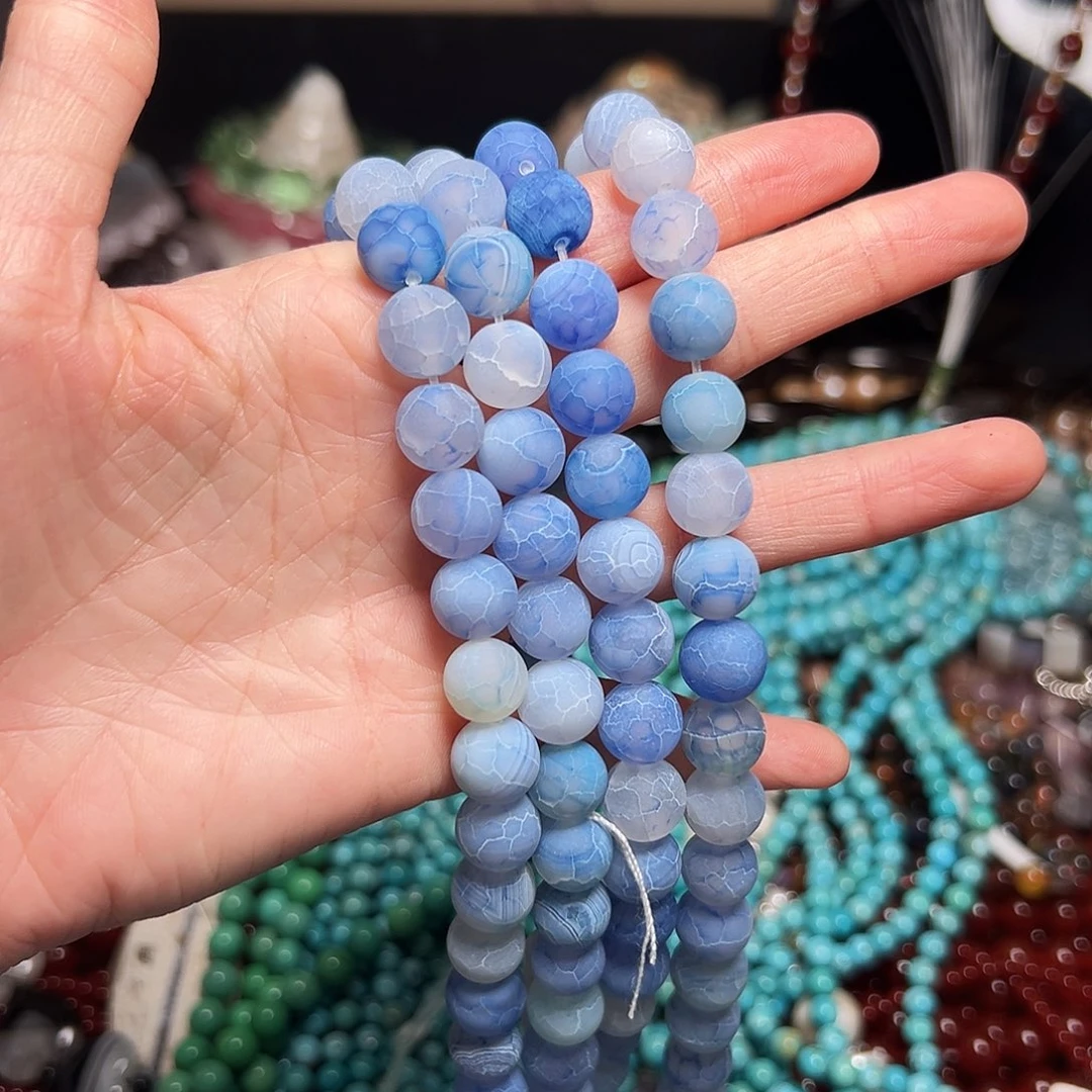 玛瑙/玉髓足银镶嵌珠宝半成品E301磨砂蓝玛瑙10