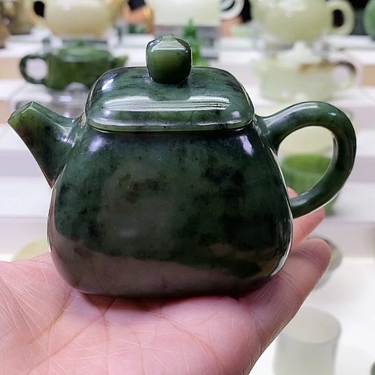 和田玉未镶嵌挂件茶壶150m l