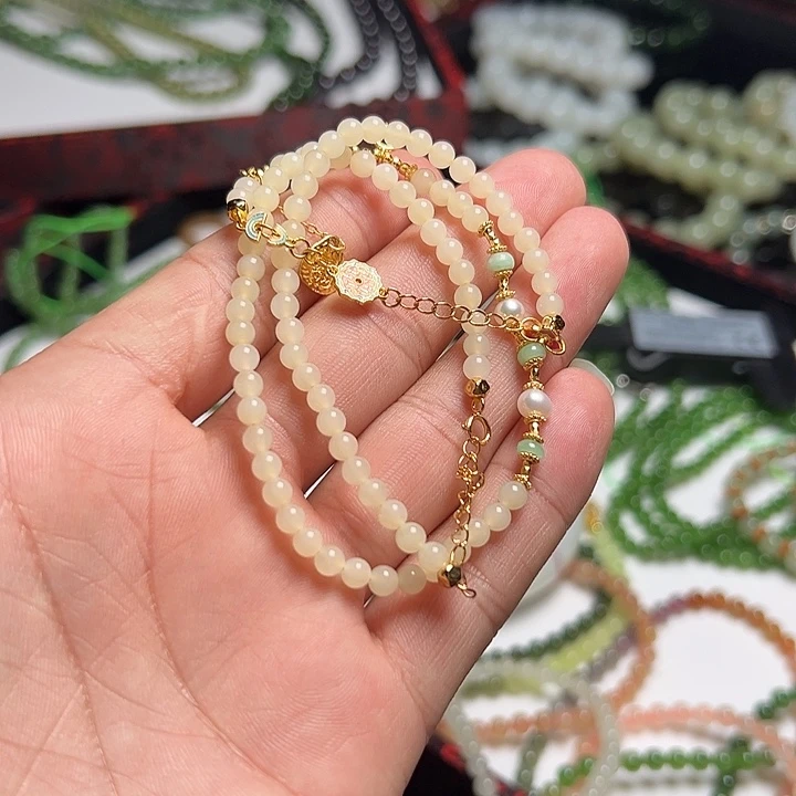和田玉银S925镶嵌手串