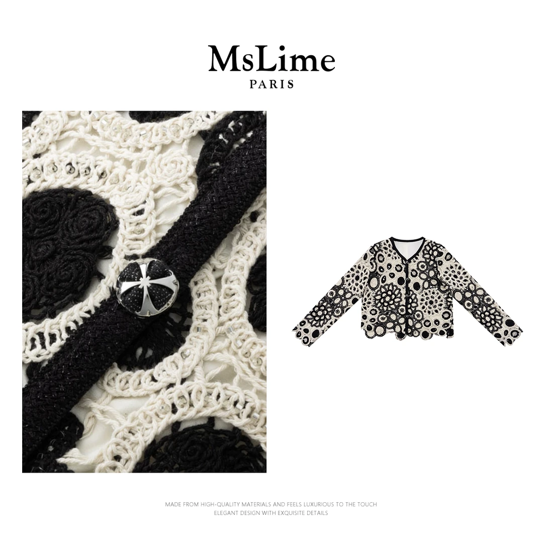 王嬛嬛MsLime25年‘黑玫瑰‘’’ 进口棉气质小香风外套HD2A0571