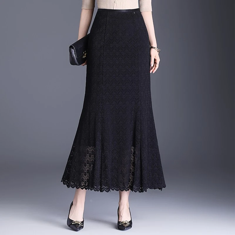 VONSRMAN性感蕾丝鱼尾包臀裙半身裙春秋新款女一步裙中长裙子气质