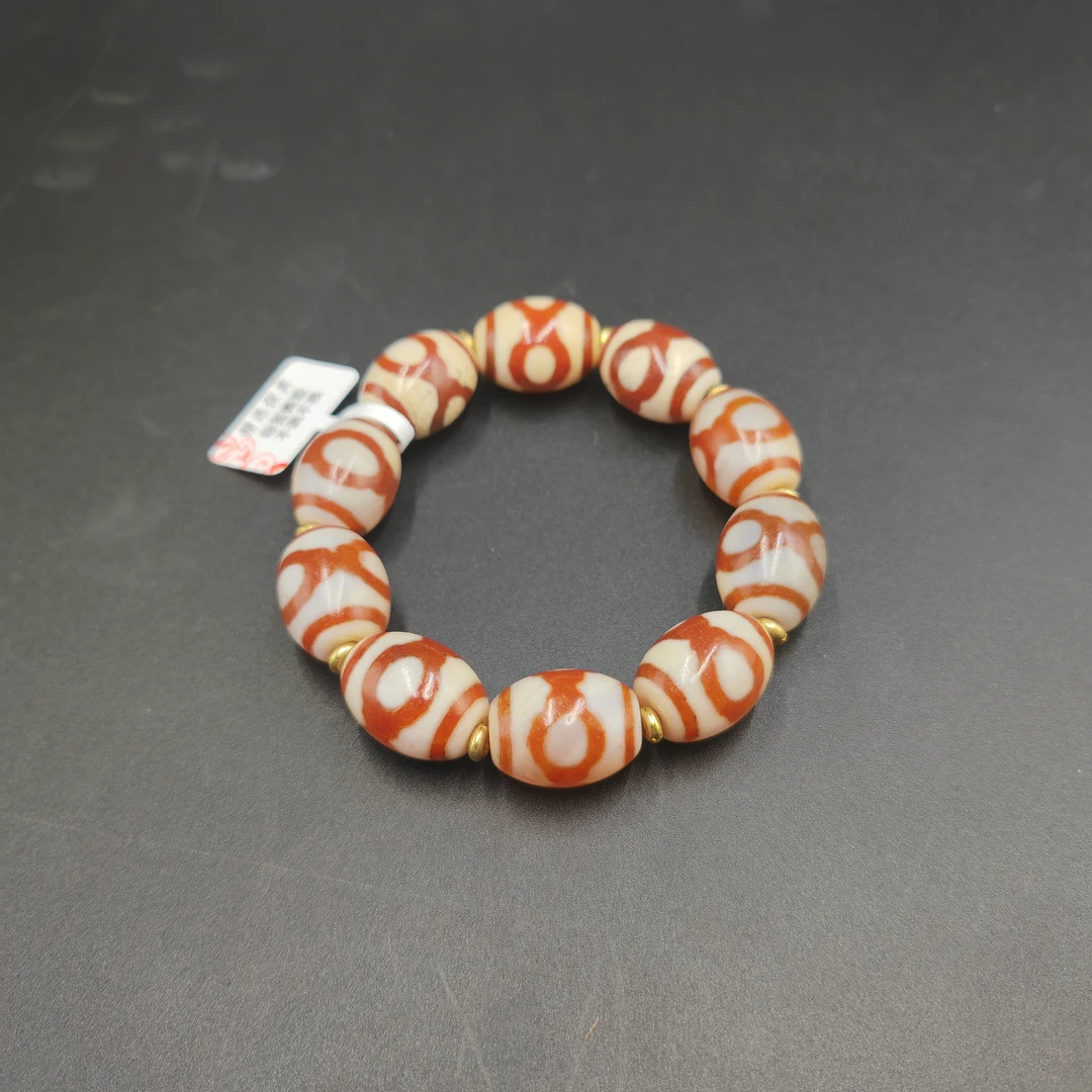 旧藏 玛瑙三眼珠珠多宝手串 卡15.5×20mm