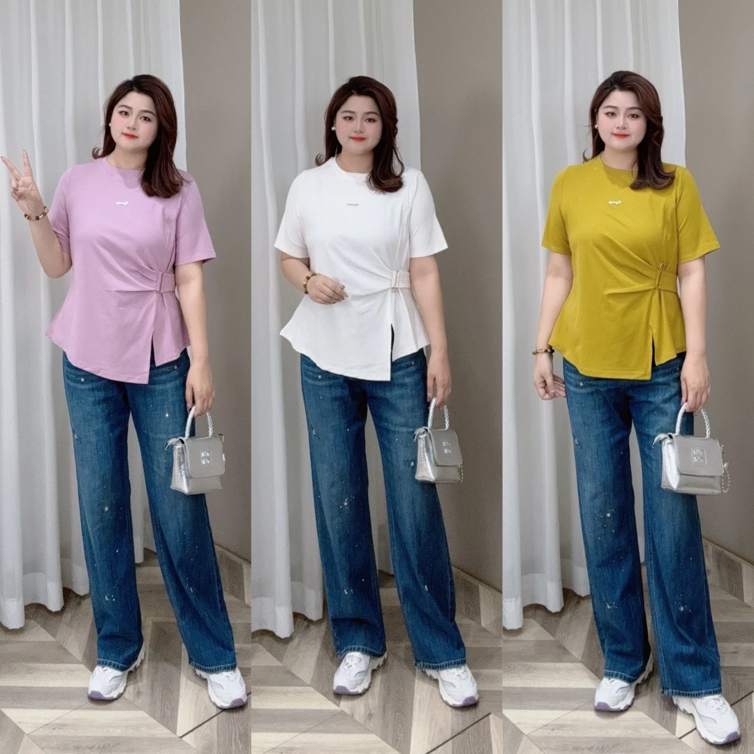 PWD32771【现货仅上衣】春季时尚不规则设计显瘦别致百搭T【衣长69】