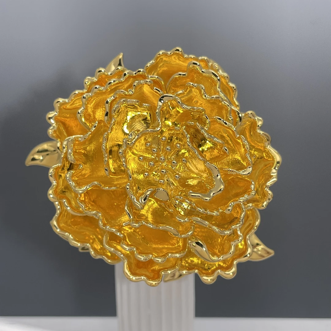 牡丹吊坠—足金999黄金5D吊坠