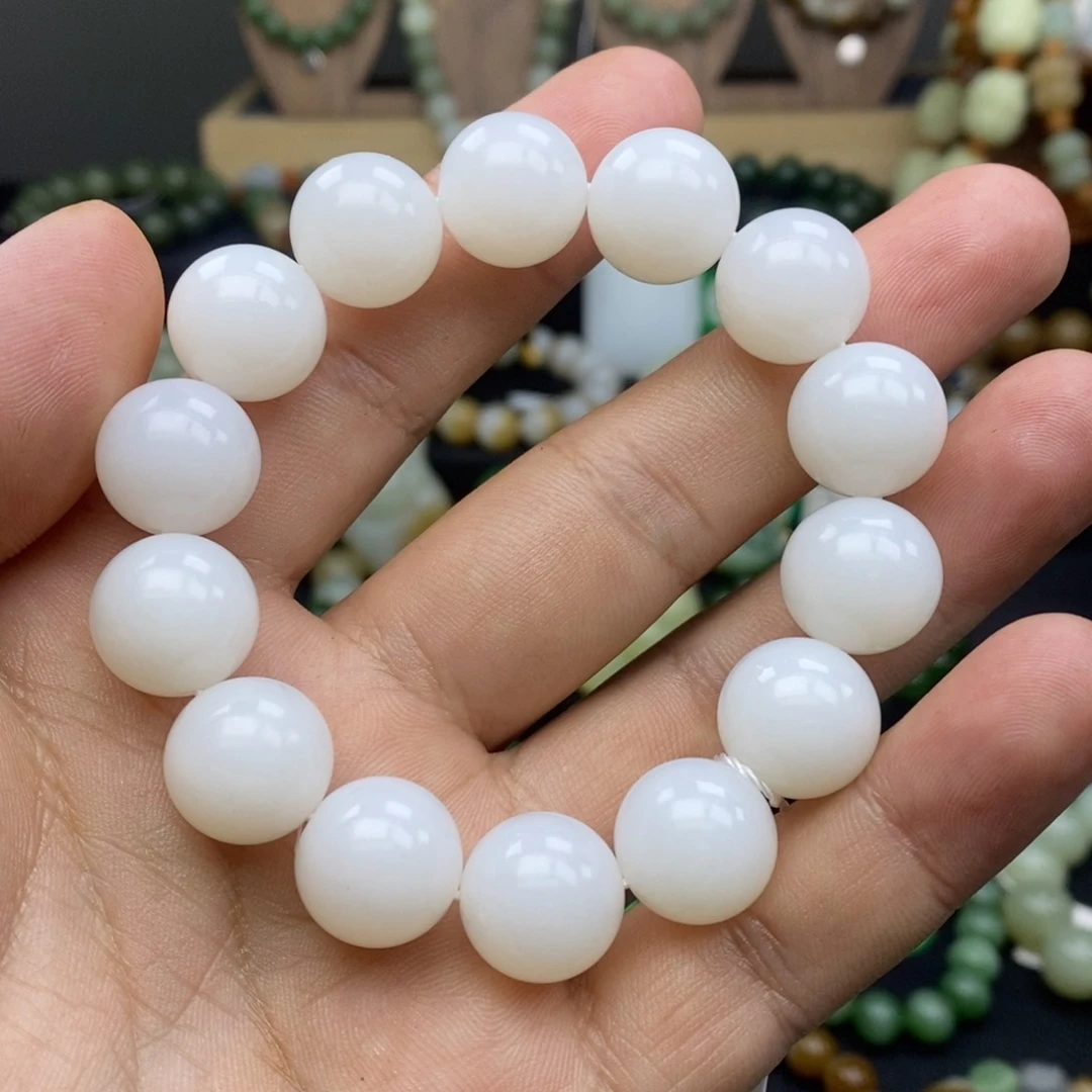和田玉（白玉）手链未镶嵌天泰白玉卡15